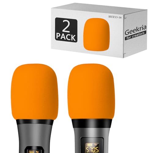 Geekria for Creators Foam Windscreen for 1.6'' Diameter Microphones, Antipop Windshield, Mic Wind Cover, Sponge Foam Filter Compatible with Bietrun WXM09, WXM21 (Orange / 2 Pack) - color: Orange
