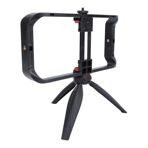 Pilipane Smartphone Video Rig Hand Grip Stabilizer Durable ABS Phone Stabilizer Rig with Tripod for Live Streaming Videography and Film Production