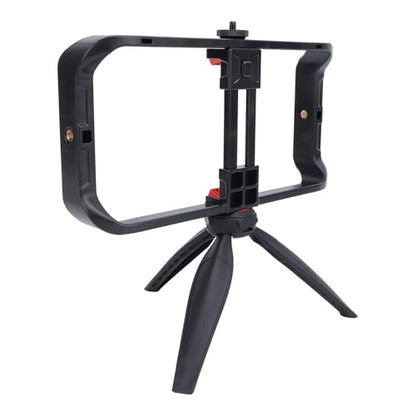 Pilipane Smartphone Video Rig Hand Grip Stabilizer Durable ABS Phone Stabilizer Rig with Tripod for Live Streaming Videography and Film Production