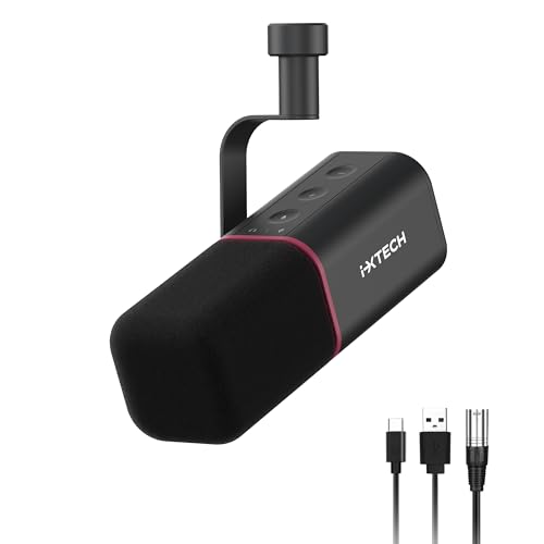 IXTECH Cardioid Dynamic Microphone with Mic Cover, Vocal USB XLR Microphone for Podcasting, Streaming, Recording, Gaming and Voice-Over (Black) - color: Black, style: Dynamic Mic