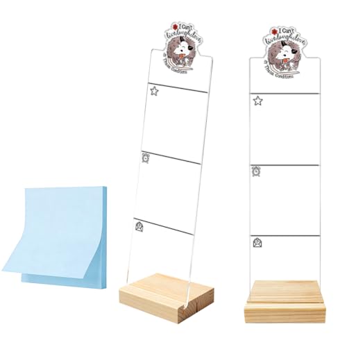 Monitor Memo Board Computer Monitor Memo Board Sticky Note Organizer Acrylic Desk Accessories Opossums At Work Desk Sign Removable Wooden Base Set Sticky Notes 100 Sheets 11.8×3.1 inches - color: Opossum 03