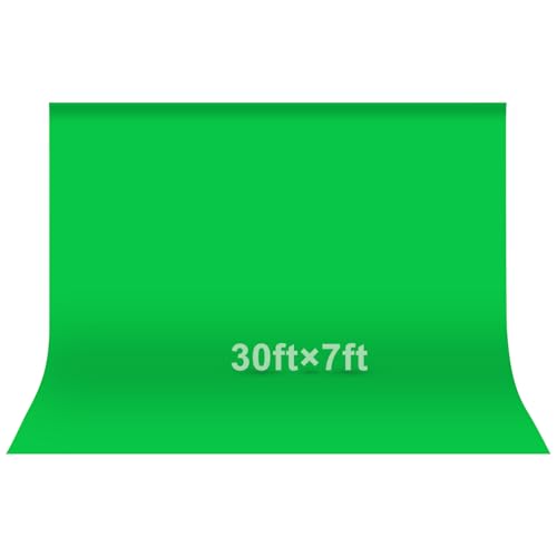 EMART Green Screen Photo Backdrop, 30x7 ft Photoshoot Backdrop Chroma Key Green Screen Polyester Cloth Fabric Curtain for Background Removal, Zoom Meeting, Photo Video Studio, Live Streaming - color: Green, size: 30 x 7 Ft