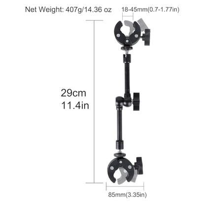 PellKing Super Double Clamp Camera Mount Umbrella Clamp, with 360° Magic Arm Double 1/4”-20 Adapter for Umbrella, Pole, Desktop, Strollers, Motorcycle, Photo Studio Light Stand, Photo Boom Stand