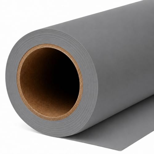 Yizhily Seamless Neutral Grey Backdrop Paper Roll, 53" x 16.4', Heavyweight MatteNeutral Grey Photo Background for Small Studio Headshots, Tabletop Product & Food Photography - color: Neutral Grey, size: 53" x16.4'