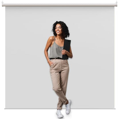 【Wider Style】 KHOMO Gear White Screen 84 x 84 inch – Extra Large Pull Down Backdrop – Portable Collapsible Roll Down Projector Screen – White Screen for Video, Streaming, and Photography - color: White - White Metal Frame