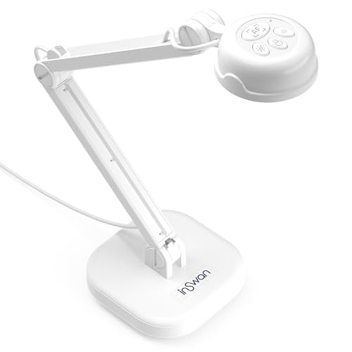 INSWAN INS-1 Classic USB Document Camera/Webcam, 8MP, Built-in LED, Mic | Auto Focus, Plug & Play, Compatible with Windows / Mac / Chromebook for Distance Learning, Live Demo, Online Teaching, White