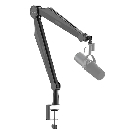 IXTECH Microphone Boom Arm Adjustable Stick Mic Arm Stand with Desk Mount Clamp Overhead 360° Rotatable Microphone Stand with Cable Management for Podcast Streaming Gaming Studio CAPTAIN Model - color: 1 Black