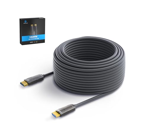4K HDMI Cable 40 ft, Fiber Optic HDMI Cord (HDMI2.0b, 18Gbps, 4K 60Hz 4:4:4 RGB, 1080p), Ultra High Speed Uni-Directional Active Slim Cord, Compatible with PC Laptop PS3 PS4 Projector HDTV - color: Grey, size: 40 feet 4K