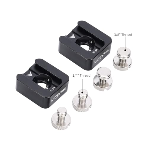 NICEYRIG Positioning Cold Shoe Mount for 3/8''-16 & 1/4''-20 ARRI Locating Holes, Anti-Twist Cold Shoe Adapter for Flash LED Monitor Microphone [Pack of 2] - 618