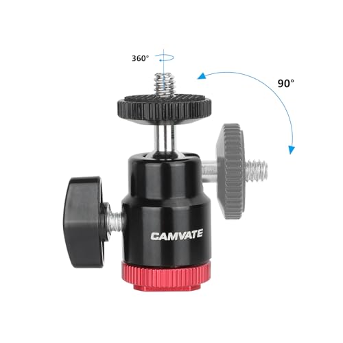 CAMVATE Camera Hot Shoe to 1/4"-20 Screw Ball Head Mount(2 Pieces)-3673