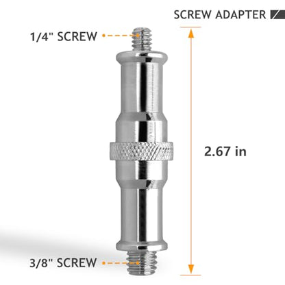 2 Pcs Light Stand Adapter, Spigot Stud 1/4" to 3/8" Metal Male Convertor Threaded Screw Adapter for Studio Light Stand, Camera Tripod Mount, Hotshoe/Coldshoe, Ballhead Frgyee