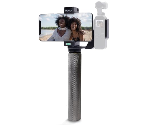 Movo Video Rig Compatible with The DJI OSMO Pocket 1, 2 - Includes Universal Smartphone Mount, Grip Handle, and 2 Cold Shoes for Mounting Microphone, Light - OSMO Pocket Microphone and Video Rig