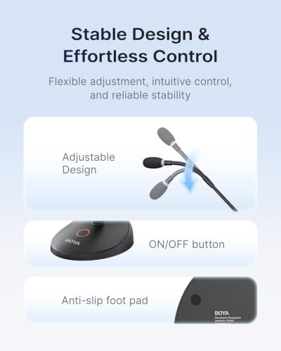 BOYA Desktop Gooseneck Condenser Microphone 18" Podium Microphones with Mute Button LED Indicator XLR Mic for Meetings Video Conferences Streaming Lectures BY-GM18C - size: GM18C