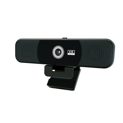 4K Webcam with Microphone and Speaker, Webcam for PC with Cover,4 Array Mics, 2 Speakers, Auto Low Light Correction, USB Camera for Online Conference/Class