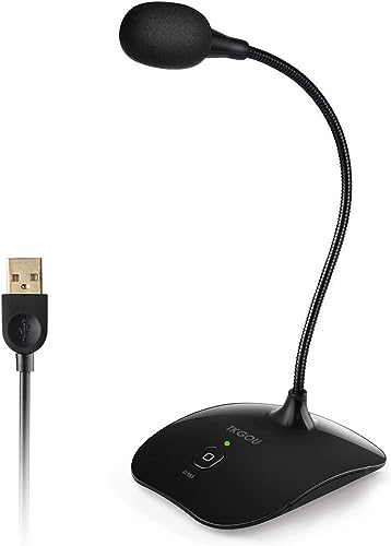 USB Microphone, 360 Degree Adjustable Gooseneck Design, Mute Button & LED Indicator, Noise-Canceling Technology, Plug & Play, Compatible with Windows & MacOS