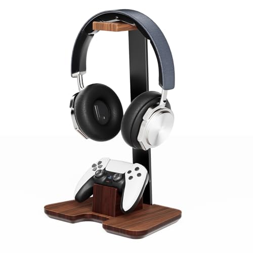 Controller Stand Wood Headphone Stand for Desk Gaming Desk Accessories Controller Holder for Gaming Equipment Headset Holder Gift for Father,Son,Husband,Boyfriend - color: Wood Color