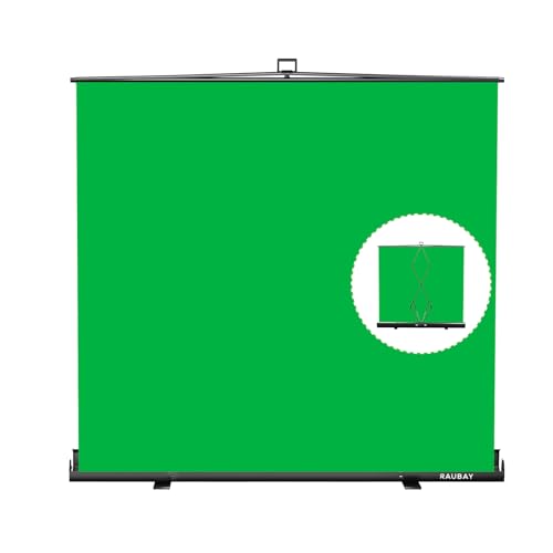 【Wider Style】 RAUBAY 78.7 x 82.7in Large Collapsible Green Screen Backdrop Portable Retractable Chroma Key Panel Photo Background with Stand for Video Conference, Photographic Studio, Streaming - color: Green, size: Wider (78.7 x 82.7in)
