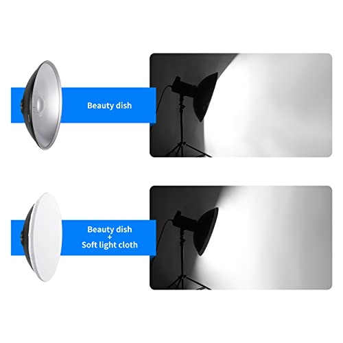 NEEWER 16"/41cm Aluminum Standard Reflector Beauty Dish with White Diffuser Sock for Bowens Mount Studio Strobe Flash Light, NEEWER Vision 4 ML300 S101-300W S101-400W etc - style: 16"/41cm