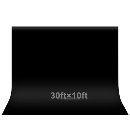 EMART 30x10 ft Black Backdrop for Photoshoot, High Density Polyester Fabric Pure Backdrop Curtain, Black Photography Backdrop for Portrait Photoshoot, Video Recording - size: 30x10ft