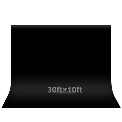 EMART 30x10 ft Black Backdrop for Photoshoot, High Density Polyester Fabric Pure Backdrop Curtain, Black Photography Backdrop for Portrait Photoshoot, Video Recording - size: 30x10ft