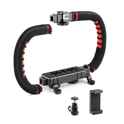 Camera Smartphone Stabilizer, Handheld Video Grip Rig, Fits for All Camera, Camcorder, DSLR and for All iPhone and Android Smartphones
