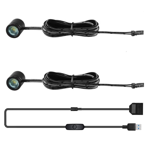 TAYSING Mini LED Spotlights, USB Powered Small Spotlight Display Lights, Accent Lighting for Artwork, Paintings, Jewelry, Display Cases, handicrafts, Models, Toys, Puzzles (Blue, 2 Pack) - color: Blue, size: 2 Pack