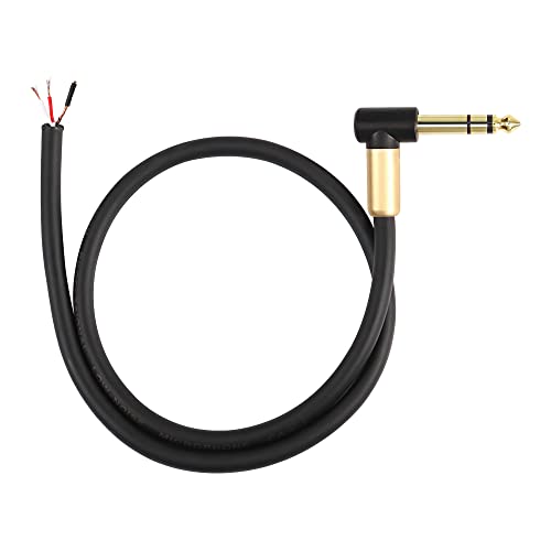 XMSJSIY 6.35mm TRS Pigtail Cable 1/4 inch Stereo Male Plug to Bare Wire Adapter Connector Open End Audio Cable Right Angle 3- Pole Speaker Amplifier Microphone Cable Replacement (0.5M/1.6FT) - style: 0.5M/1.6FT