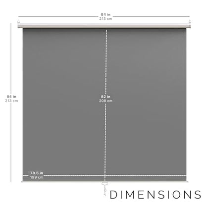 【Wider Style】 KHOMO Gear Grey Screen 84 x 84 inch – Extra Large Pull Down Backdrop – Portable Collapsible Roll Down Projector Screen – Gray Screen for Video, Streaming, and Photography - color: Grey - White Metal Frame