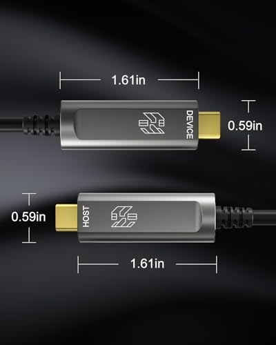 Fiber Optic USB A to C Cable(50ft), High Speed 10Gbps Active Optical Long Extension,Compatible with Webcams, Logitech Cameras,VR,AR,HDDs,Projectors - color: Black, size: 50ft