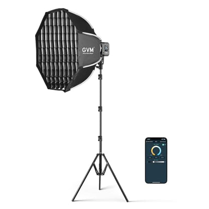 GVM SD80D 80W LED Video Light Kit with Softbox, Bowens Mount, CRI97+, 2700K-7500K Color Temperature, APP Control, and Tripod Stand for Video and Wedding Shooting - size: 80W