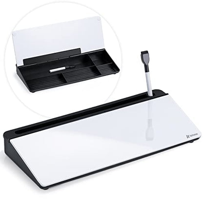 Desktop Whiteboard White&Black and White with Calculator, Desk Organizer Solution for Home Office School Art Beauty Supplies