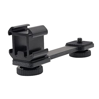 Triple Cold Shoe Mount Extension Bar Bracket with 1/4 Adapter for Zhiyun Smooth 4 DJI Osmo Pocket Osmo Mobile 3 Feiyutech Vimble 2 3-Axis Gimbal Accessories