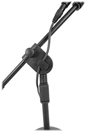 Rockville RDMS70 Desktop Mic Stand with Boom, Steel Base, Adjustable Height | Weighted Round Base, Low Profile, Powder Coated, 3/8 Thread, Anti-Slip Rubber Pad, 13.8in Boom Arm, Scratch-Resistant
