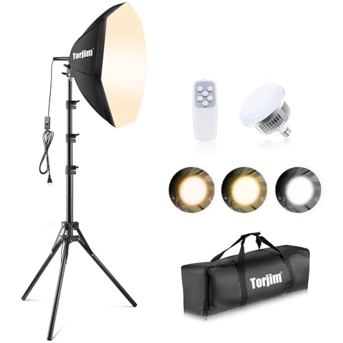 Torjim Softbox Photography Lighting Kit, 20'' x 20'' Professional Softbox Lighting Kit with 85W 3000-7500K LED Bulbs, Studio Lights for Photography/Video Recording/Live Streaming - color: 20inch