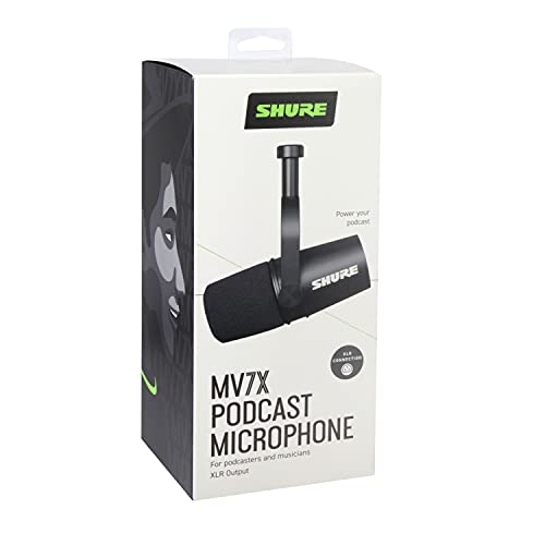 Shure MV7X XLR Dynamic Microphone for Podcasting, Streaming & Vocal Recording - Voice-Isolating Cardioid Mic with Broadcast-Style Design & All-Metal Construction, Black | Xlr Output, Voice Isolation, Dynamic Cardioid Capsule, All-Metal Body, 50-16, 000 Hz