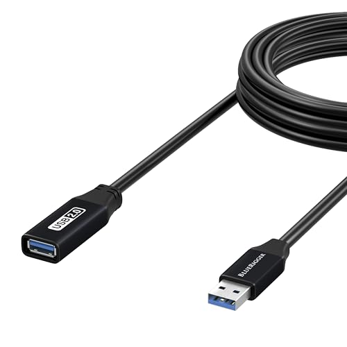 BlueRigger 2.0 Active USB Extension Cable 25FT (USB Extender Cord, 480 Mbps, Male to Female) Long USB Extension Cord for Webcam, VR Headset, Printer, Hard Drive, Keyboard, Mouse - color: Black USB 2.0, size: 25FT