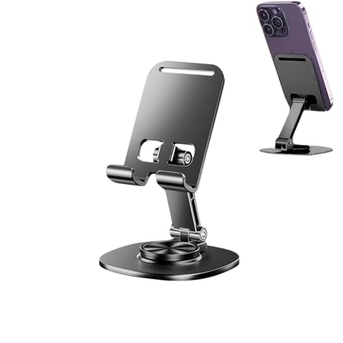 Adjustable Phone Stand for Desk 360 Rotating Foldable Cell Phone Holder Desktop Portable Cellphone Stand, Office Desk Accessories Compatible for iPhone 16 15 14 13 Pro Max, Smartphones, iPad (Grey) - color: Grey