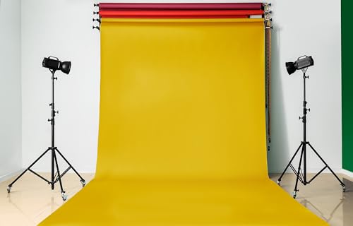 Denny Manufacturing - Seamless Paper Backdrop for Photography, Yellow Seamless Paper Roll - Lemon Yellow (86 in x 36 ft) Includes Free Roll Black Gaffer Tape (2 in x 13 ft) - color: Lemon Yellow, size: 86 in x 36 ft