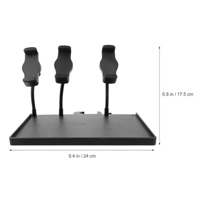 Healifty Clamp-on Microphone Stand Tray with Sound Card Bracket and Triple Phone Holder, Large 24×17.5cm Utility Shelf for Recording Studio and Live Streaming