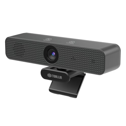 TOALLIN 3-in-1 4K Webcam with Mics and Speaker, AI Tracking & Framing, 5X Zoom, WDR/HDR, All-in-One Conference Camera for Meetings, Streaming, Video Calls