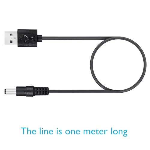 Universal Charger Power Cable, 5V USB to DC 5.5x2.1mm,with 10 Connectors (Micro-USB, Type-C, Mini USB, 2.5x0.7, 3.0x1.1, 3.5x1.35...) for Lamp,Mini Fan, Camera,Mobile Phone, USB Power Bank Charging