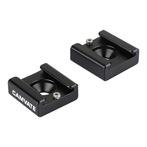 CAMVATE Cold Shoe Mount with 1/4''-20 Hole for Camera Flash Microphone Accessories(2 Pieces) - 0993 - style: 2Piece,black