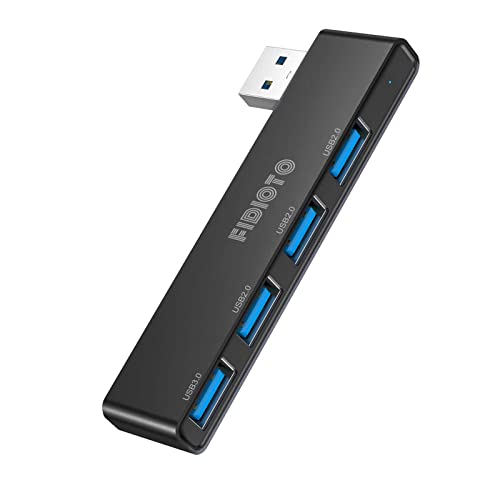 USB Hub, Fidioto 4 Port USB Adapter(1 * 3.0 Port, 3 * 2.0 Ports), Networking Hub for Laptop, iMac Pro, MacBook Air, Mac mini/Pro, Surface Pro, Notebook PC, USB Flash Drives and Mobile HDD Etc - color: 4in1-Right-Black