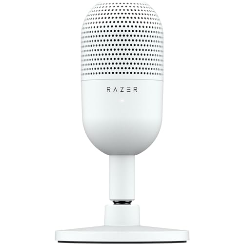 Razer Seiren V3 Mini USB Microphone: Condenser Mic - Supercardioid Pickup Pattern - Tap-to-Mute Sensor with LED Indicator - Shock Absorber - Ultra Compact - PC, Discord, OBS Studio, XSplit - White - color: White
