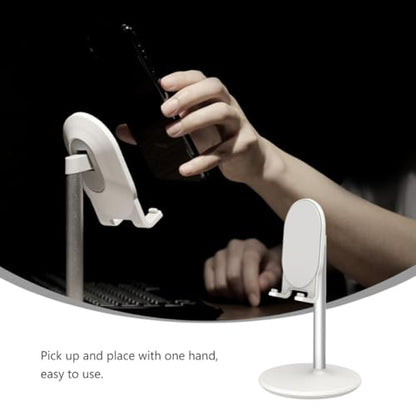 Toddmomy Desktop Phone Stand White Metal Universal Phone Video Holder Adjustable Pad Supporter for Live Streaming and Video Watching