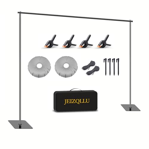 Backdrop Stand, 6.5ft Height 9ft Width Adjustable Photography Background Support Poles with Heavy Duty Flat Base, Photo Metal Steel Pipe and Drape Frame Kit for Parties Birthday Wedding