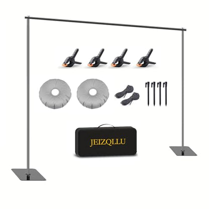 Backdrop Stand, 6.5ft Height 9ft Width Adjustable Photography Background Support Poles with Heavy Duty Flat Base, Photo Metal Steel Pipe and Drape Frame Kit for Parties Birthday Wedding