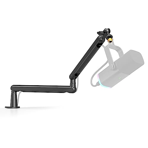 FIFINE Microphone Boom Arm, Low Profile Adjustable Stick Microphone Arm Stand with Desk Mount Clamp, Screw Adapter, Cable Management, for Podcast Streaming Gaming Studio-BM88 - color: Black