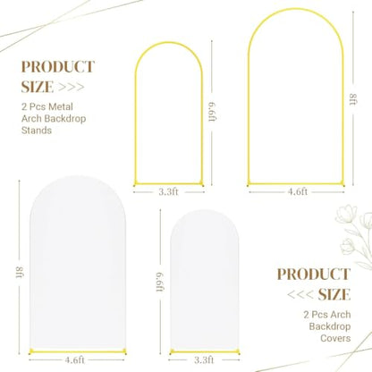 Metal Arch Backdrop Stand and Cover Set, 8FT, 6.6FT Party Backdrop, Easy to Assemble, Backdrop Stand for Parties, Birthday, Baby Showe - color: White, size: 8ft, 6.6ft