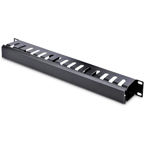 StarTech.com Horizontal 1U Server Rack Cable Management Finger Duct w/ Cover - 19" Network Rack Wire Duct Raceway Panel - Slotted Wire Duct (CMDUCT1UX) - style: 1U | Horizontal